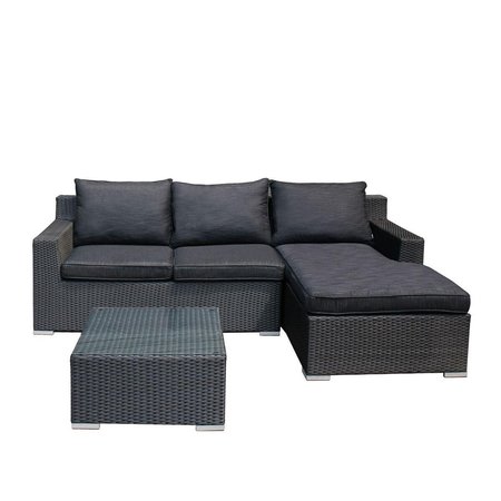 BRUJULA 3 Piece Outdoor Furniture Patio Resin Wicker Aluminum Frame Chaise Lounge Set BR2214870